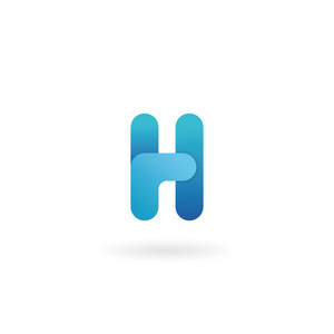 字母 H 的标志。蓝色矢量图标。功能区风格的字体