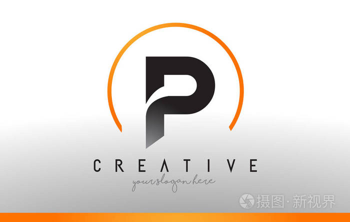 p字母标志设计以黑橙颜色超酷现代图标t