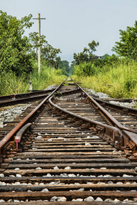 在农村，桂林，广西公关废弃的铁路轨道