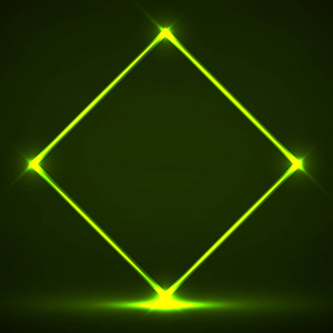 抽象的霓虹灯发光线菱面体。向量几何元素