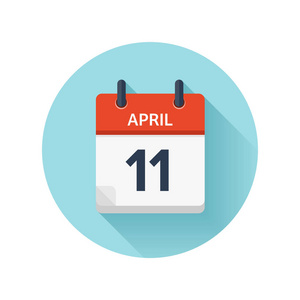4 月 11 日。平日常矢量日历图标。日期和时间 天 月 2018年。度假。赛季