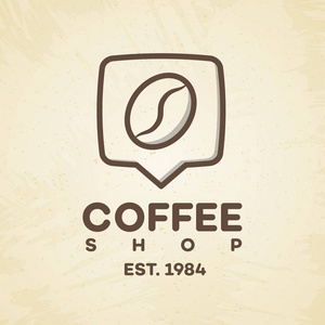 咖啡的房子徽标和背景的咖啡馆，店里一个孤立的 pin 和咖啡豆线条样式