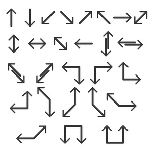 箭头矢量图标集的线符号标志方向设计