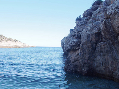 萨索斯岛海滩在希腊沿海岩