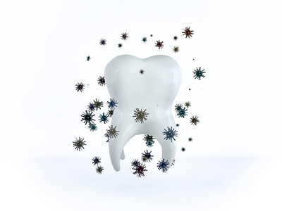 牙齿被包围细菌和微生物