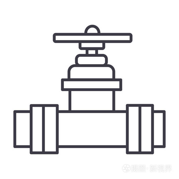 阀门水暖服务矢量线图标标志插图背景可编辑笔触