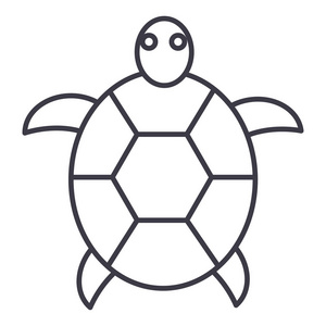 海龟矢量线图标 标志 插图背景，可编辑笔触