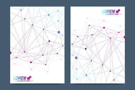 小册子, 传单, 传单, 广告, 封面, 目录, 杂志或年报的矢量模板。几何背景分子和通信。控制论的点。线丛。卡面