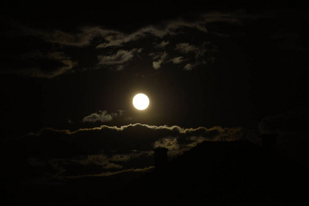 神秘的夜天空与满月