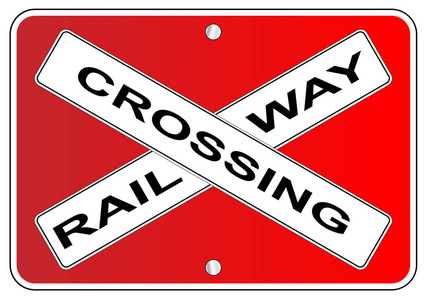 红色的铁路过境标志图片