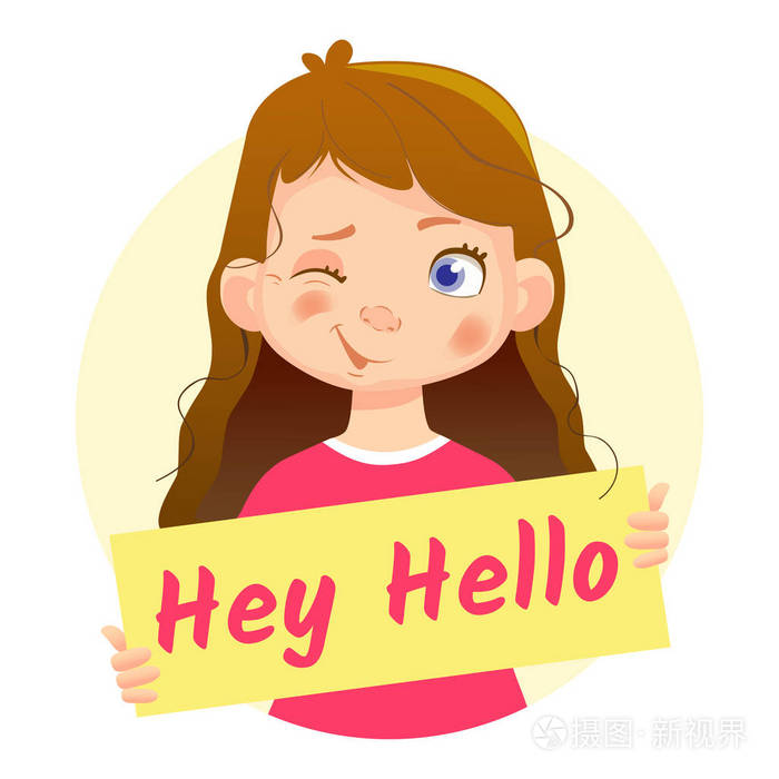女孩抱着嘿你好海报-眨眼