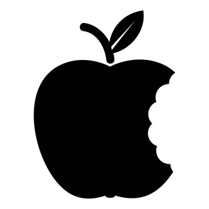 咬苹果图标，简单的黑色风格