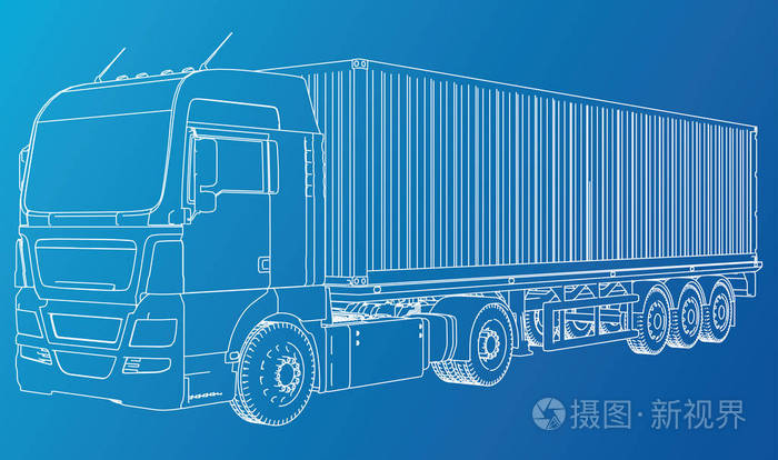 矢量卡车.抽象绘画.线框.eps10 格式.创建的 3d 矢量