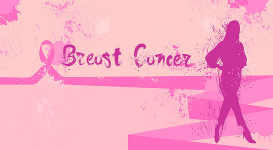 乳房癌天疾病认识预防海报与剪影女性