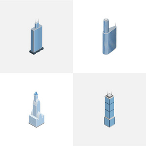 等距建设一套城市景观 建筑 公寓和其他矢量对象。此外包括业务 中心 外方位元素