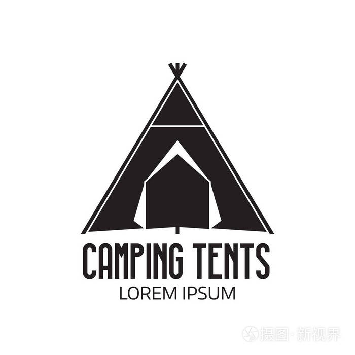 旅游营地徽标或帐篷图标