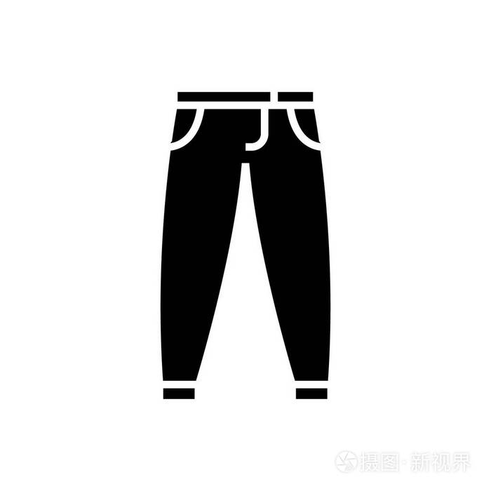 裤子-裤子图标,矢量插画,孤立的背景上的黑色标志