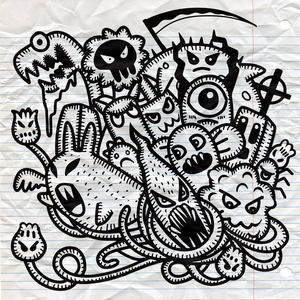 时髦手绘疯狂涂鸦怪物组，绘画风格。血管内皮细胞