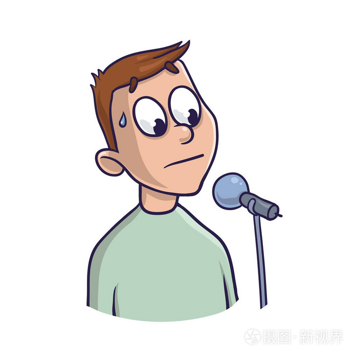 公众演讲,演讲恐惧症的恐惧.兴奋和损失的声音.麦克风