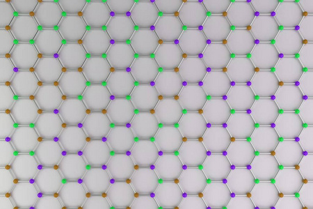 石墨烯在白色背景上的原子结构