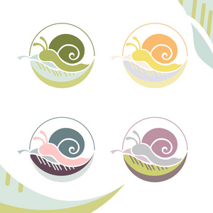 蜗牛标志抽象设计矢量模板负空间风格。野生动物园标识慢概念图标