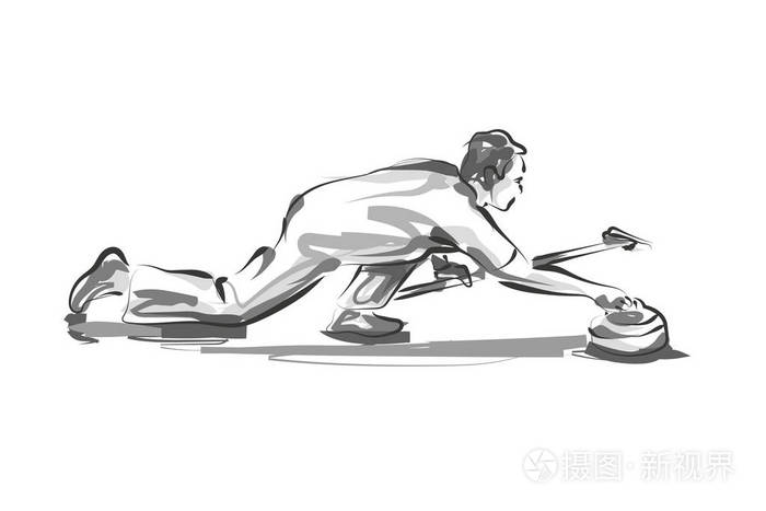 矢量线速写冰壶运动员