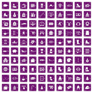 100 冬季购物图标设置 grunge 紫色