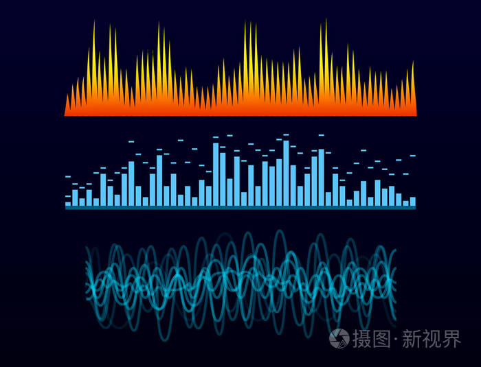矢量数字音乐均衡器音频波形设计模板音频信号可视化信号图示