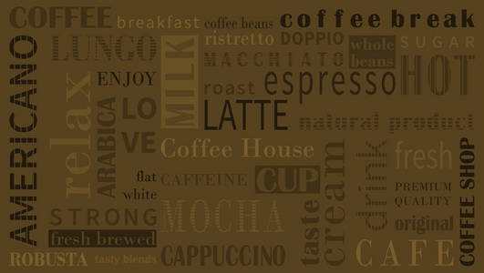各种咖啡矢量背景与不同的版式