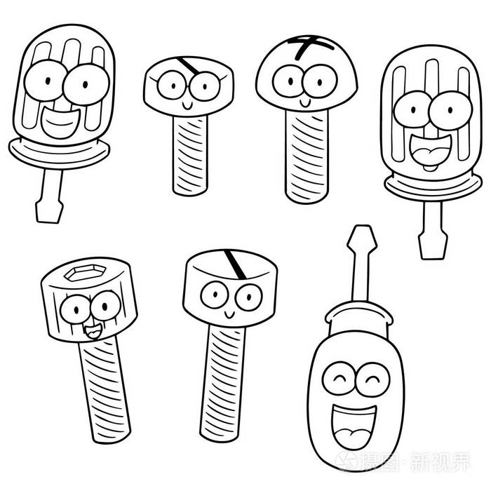 向量集的螺丝和螺丝起子