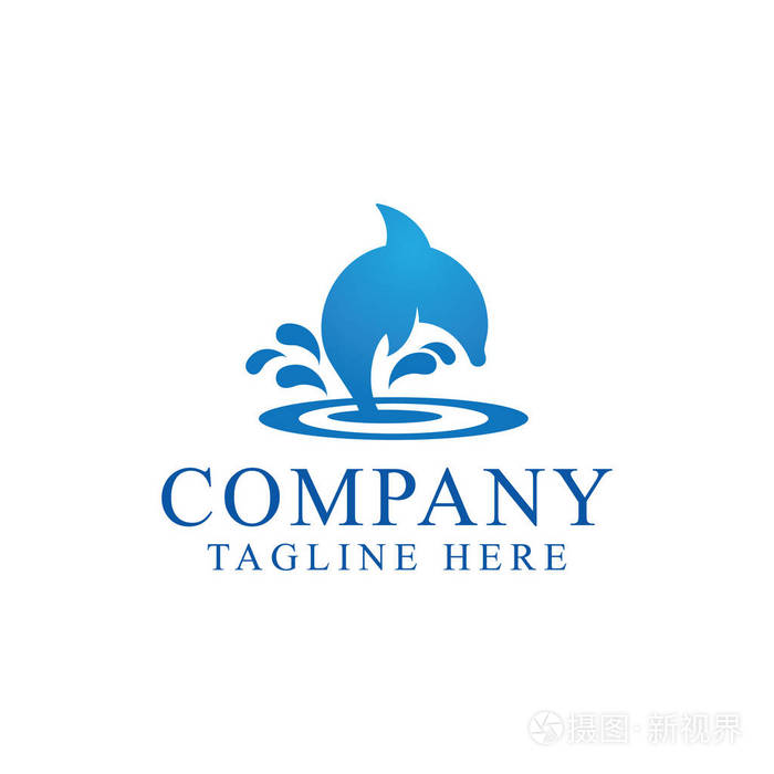跳跃的海豚标志图标设计元素