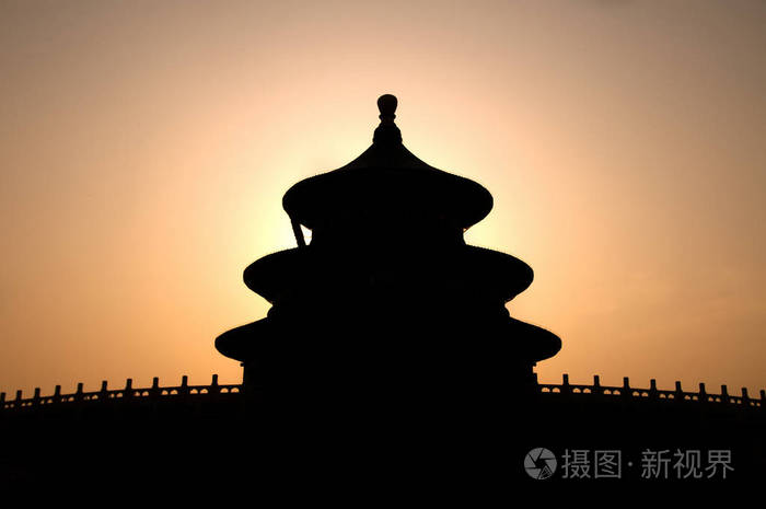天坛剪影, 北京, 中国