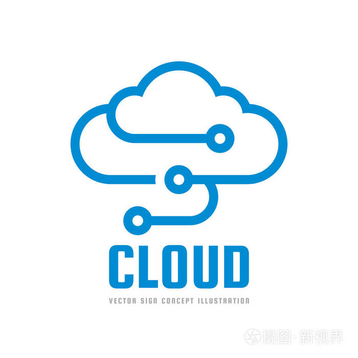 云服务-矢量 logo 模板概念插画.数据存储传输上传下载图标.技术符号.