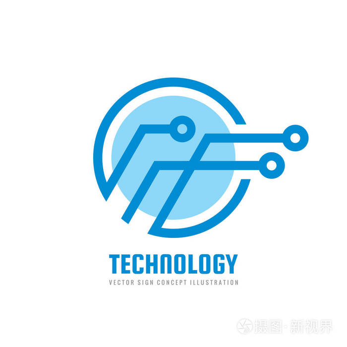 技术-企业标识的矢量 logo 模板.抽象的芯片标志.网络