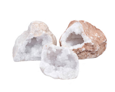 清楚水晶石英 geode 生产与结晶 druzy 中心的集合