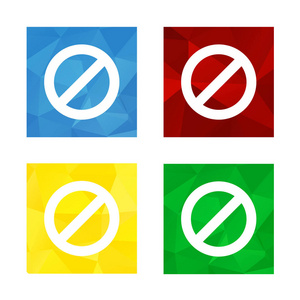 低多边形 triagonal 按钮带有禁止平白色图标