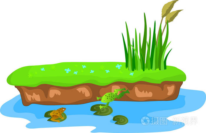 卡通草地和沼泽磕磕碰碰的手杖插画-正版商用图片0zlh