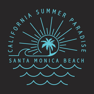 加州冲浪排版T恤图形
