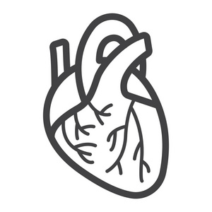 人类的心脏线图标 医学和保健