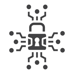 网络安全固体图标 挂锁和安全