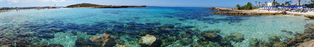 塞浦路斯岛景观地中海海滩海岸全景