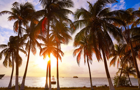 妇女岛加勒比海滩日落