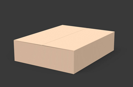 单光棕色3绘制纸盒模型孤立暗背景左倾斜
