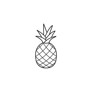 菠萝和 ananas 线图标, 健康水果