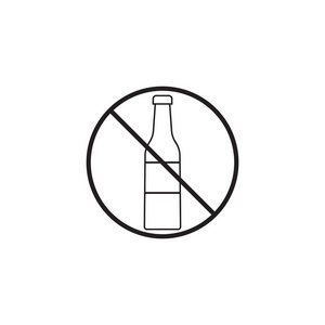 无酒精线图标, 禁止标志, 矢量