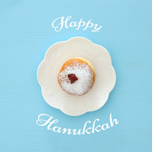 犹太节日光明节图像背景与传统甜甜圈