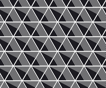 概念无缝模式与黑白几何三角形。简单的3d 幻觉抽象几何线主题为表面设计