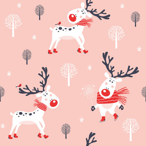 圣诞无缝模式与鹿