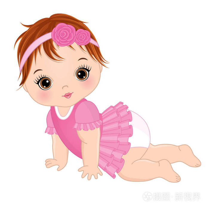 矢量可爱的女婴爬行