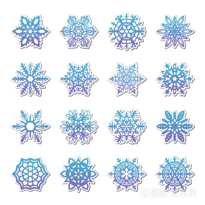 单独的雪花涂鸦矢量乡村圣诞节剪贴画新年雪水晶插图